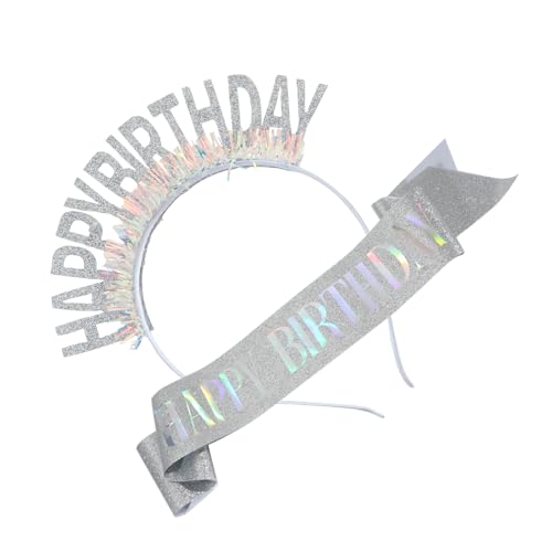 Geburtstag Stirnbänder und Schärpe Set Luxuriöse Feier Kopfbedeckung Verstellbar für Feiern und Partys Luxus Feier Stirnbänder von HAISENG