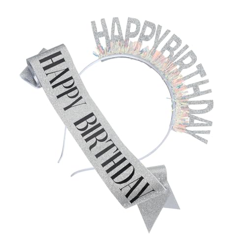 Geburtstag Stirnbänder und Schärpe Set Luxuriöse Feier Kopfbedeckung Verstellbar für Feiern und Partys Luxus Feier Stirnbänder von HAISENG