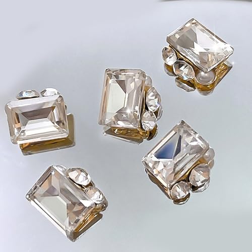 Glasnägel, flache Rückseite, Strasssteine, Kristall, Charm-Kunst, flache Rückseite, 3D-Dekorationen, Maniküre, 10 Stück von HAISENG