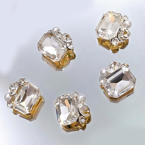 Glasnägel, flache Rückseite, Strasssteine, Kristall, Charm-Kunst, flache Rückseite, 3D-Dekorationen, Maniküre, 10 Stück von HAISENG