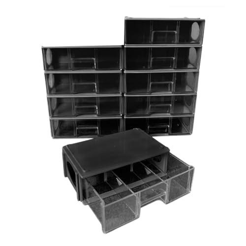 HAISENG 10pcs Professionelle Perlensortierschubladen Robuste Kunststoff Organisatoren Für Perlenzubehör Stapelbare Schmucksortierkoffer von HAISENG