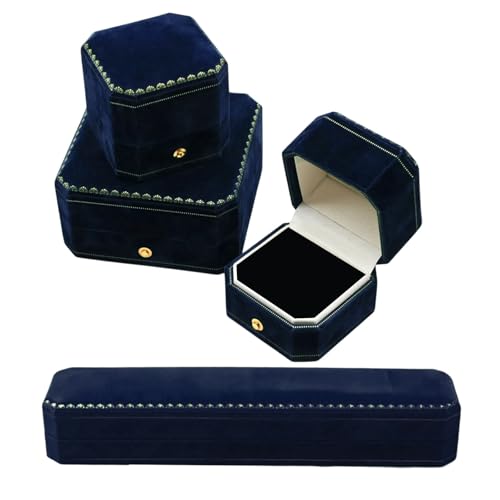 HAISENG Achteckige Samt-Schmuckschatulle, eleganter Aufbewahrungs-Organizer für Brautaccessoires, schützender Damen-Schmuckbehälter HAISENG Achteckige Samt-Schmuckschatulle, eleganter Aufbewahrungs-Organizer für Brautaccessoires, schützender Damen-Schmuckbehälter von HAISENG