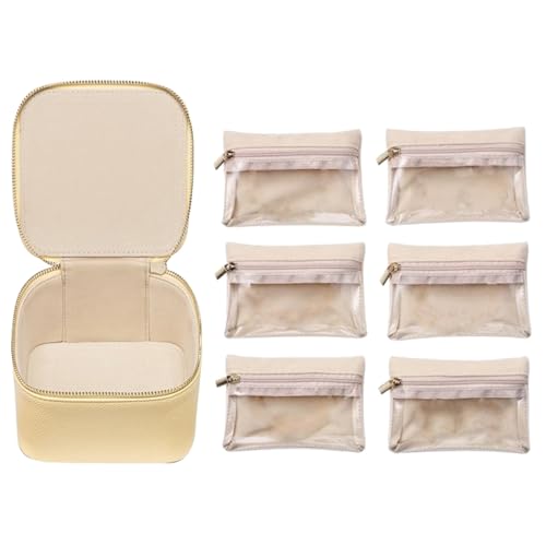 HAISENG Elegante Schmuckschatulle mit 6 Taschen, PU-Leder, Schmuckvitrine, modischer Schmuck, Valentinstag HAISENG Elegante Schmuckschatulle mit 6 Taschen, PU-Leder, Schmuckvitrine, modischer Schmuck, Valentinstag von HAISENG