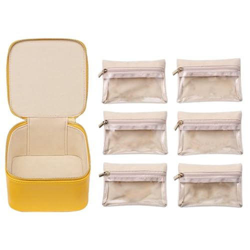 HAISENG Elegante Schmuckschatulle mit 6 Taschen, PU-Leder, Schmuckvitrine, modischer Schmuck, Valentinstag HAISENG Elegante Schmuckschatulle mit 6 Taschen, PU-Leder, Schmuckvitrine, modischer Schmuck, Valentinstag von HAISENG