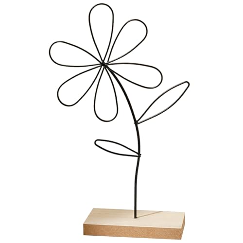 HAISENG Goldene Gingko-Blatt-Statue, Metallskulptur, Eisenblätter, Blumenfigur mit Holzsockel, Büro-Desktop-Dekoration, Ornament, Eisenblatt, Tischdekorationen von HAISENG