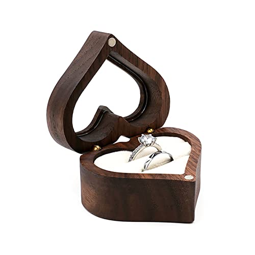 HAISENG Hochzeit Liebesringbox Walnusspaar Aufbewahrung Verpackung Herzförmige Holzkiste Ohrohrohrohrringe Schmuckschatulle HAISENG Hochzeit Liebesringbox Walnusspaar Aufbewahrung Verpackung Herzförmige Holzkiste Ohrohrohrohrringe Schmuckschatulle von HAISENG