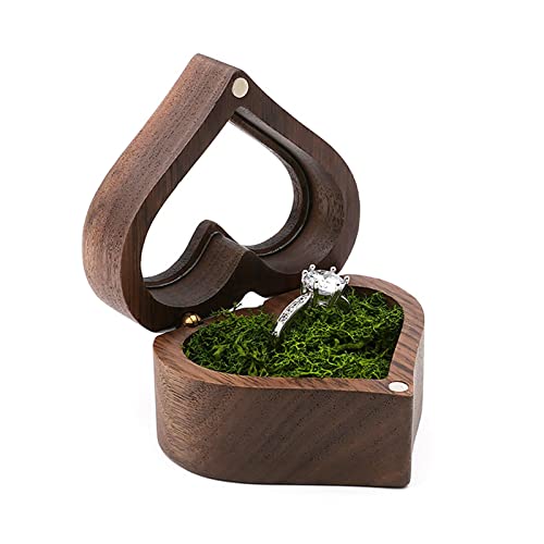 HAISENG Hochzeit Liebesringbox Walnusspaar Aufbewahrung Verpackung Herzförmige Holzkiste Ohrohrohrohrringe Schmuckschatulle HAISENG Hochzeit Liebesringbox Walnusspaar Aufbewahrung Verpackung Herzförmige Holzkiste Ohrohrohrohrringe Schmuckschatulle von HAISENG