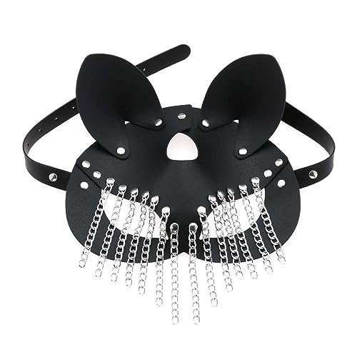 HAISENG Kette Quasten Leder Kostüm Cosplay Halloween Mysterious Half Face Punk für Karneval Nachtclub HAISENG Kette Quasten Leder Kostüm Cosplay Halloween Mysterious Half Face Punk für Karneval Nachtclub von HAISENG