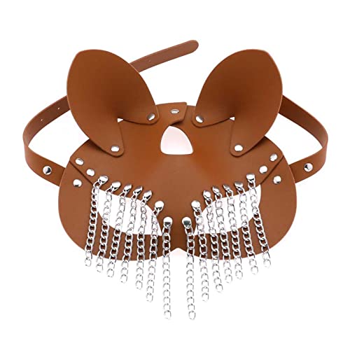 HAISENG Kette Quasten Leder Kostüm Cosplay Halloween Mysterious Half Face Punk für Karneval Nachtclub von HAISENG