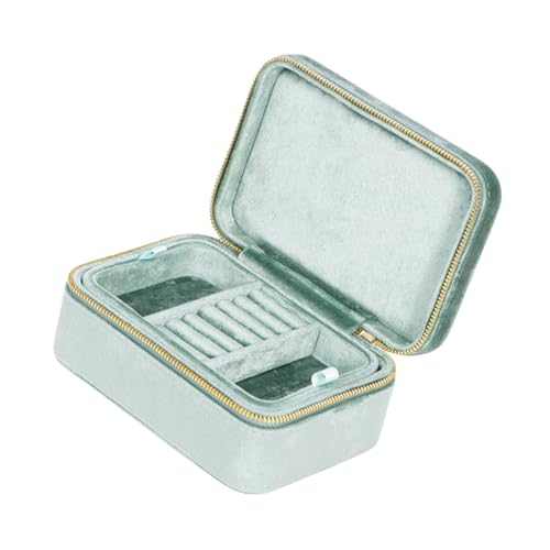 HAISENG Stilvolle Schmuckschatulle, doppellagig, Reiseringbox, weicher Samt, elegante Schmuckschatulle für Damen-Accessoires von HAISENG
