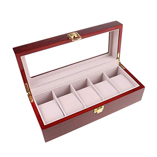 HAISENG Uhrenboxen aus Holz mit 5 Fächern, Aufbewahrungsboxen für Uhren mit Schloss, neue Holz-Uhren-Schmuckschatulle HAISENG Uhrenboxen aus Holz mit 5 Fächern, Aufbewahrungsboxen für Uhren mit Schloss, neue Holz-Uhren-Schmuckschatulle von HAISENG