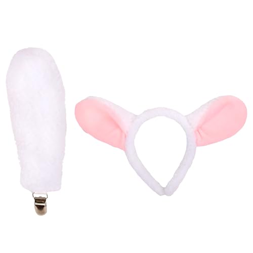 Kinder Schaf-Ohr-Stirnband und Schwanz-Set aus Plüschstoff, Stoffdesigns, Kinder-Partyzubehör, verschönerndes Partyzubehör Kinder Schaf-Ohr-Stirnband und Schwanz-Set aus Plüschstoff, Stoffdesigns, Kinder-Partyzubehör, verschönerndes Partyzubehör von HAISENG