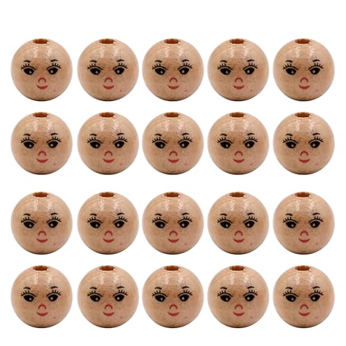 Runde Holzperlen mit Loch, Cartoon-Gesicht, Puppenkopf, Perlen, Abstandshalter, 20 Stück Runde Holzperlen mit Loch, Cartoon-Gesicht, Puppenkopf, Perlen, Abstandshalter, 20 Stück von HAISENG
