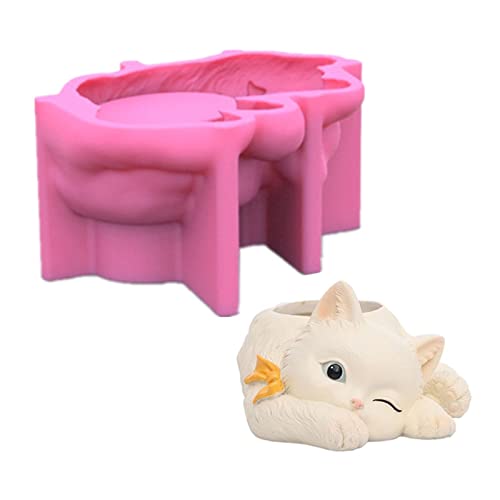 Wenig Für Katzen Gips Blumentopf Silikonharzform Epoxidharz Gussform Schimmel Sukkulente Vase Zementform Kerzenhalter M von HAISENG