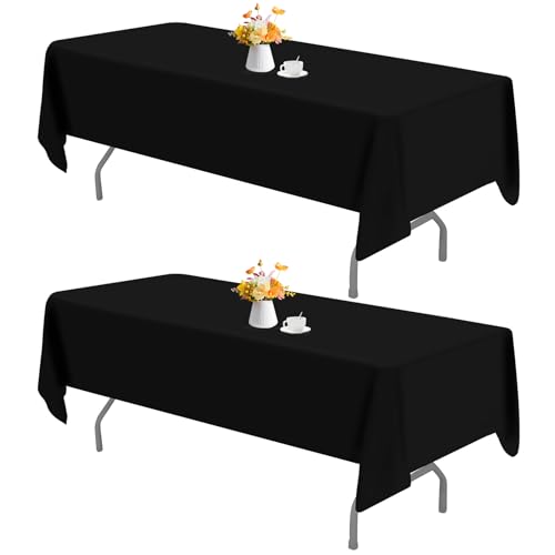 HAISIWLKJ Rechteckige Tischdecke für 180 x 274 cm, waschbar, wiederverwendbar, Polyester, dekorative Tischdecke für Esstisch, Buffet, Camping, Babyparty, Party, Schwarz, 2 Stück HAISIWLKJ Rechteckige Tischdecke für 180 x 274 cm, waschbar, wiederverwendbar, Polyester, dekorative Tischdecke für Esstisch, Buffet, Camping, Babyparty, Party, Schwarz, 2 Stück von HAISIWLKJ