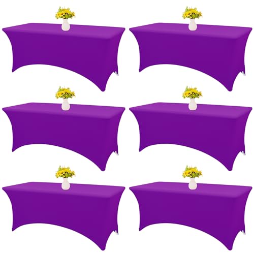 HAISIWLKJ Tischdecke, 2,4 m, violett, für rechteckigen Klapptisch, Spandex, dehnbar, knitterfrei, waschbar, Tischschutz für Party, Hochzeit, Bankett, Festival, 6 Stück HAISIWLKJ Tischdecke, 2,4 m, violett, für rechteckigen Klapptisch, Spandex, dehnbar, knitterfrei, waschbar, Tischschutz für Party, Hochzeit, Bankett, Festival, 6 Stück von HAISIWLKJ