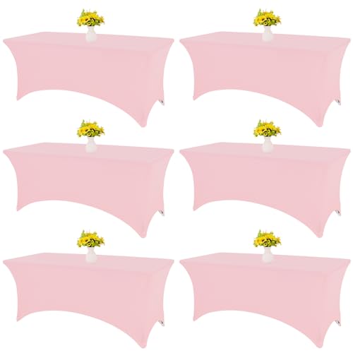 HAISIWLKJ Tischdecke, 6 Stück, 1,8 m, rosa Tischdecken für rechteckigen Klapptisch, Spandex, passgenau, Stretch-Tischdecke, knitterfrei, waschbar, Tischschutz für Party, Hochzeit, Bankett, Festival HAISIWLKJ Tischdecke, 6 Stück, 1,8 m, rosa Tischdecken für rechteckigen Klapptisch, Spandex, passgenau, Stretch-Tischdecke, knitterfrei, waschbar, Tischschutz für Party, Hochzeit, Bankett, Festival von HAISIWLKJ