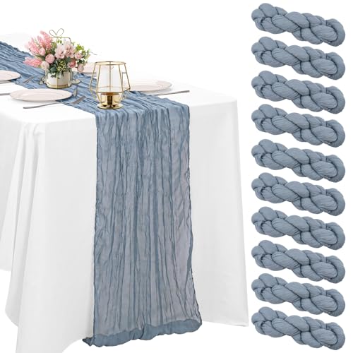 Seihtuch-Tischläufer, 3 m, Boho-Gaze-Stoff, rustikal, durchscheinend, Tischläufer für Hochzeit, Party, Brautparty, Babyparty, lange Tischdekorationen, 10 Stück Seihtuch-Tischläufer, 3 m, Boho-Gaze-Stoff, rustikal, durchscheinend, Tischläufer für Hochzeit, Party, Brautparty, Babyparty, lange Tischdekorationen, 10 Stück von HAISIWLKJ