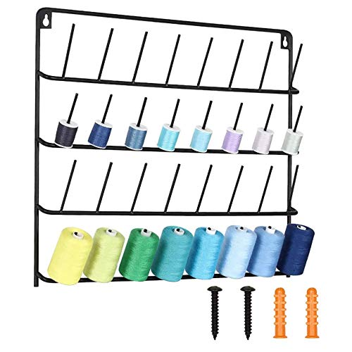 HAITRAL Haitar 32-Spulen-Nähgarn-Rack, Wandmontierter Metall-Nähgarnhalter mit Aufhänge-Werkzeuge, Metallregal zum Organisieren von Nähgarn, Stickerei, geeignet für große Fäden HAITRAL Haitar 32-Spulen-Nähgarn-Rack, Wandmontierter Metall-Nähgarnhalter mit Aufhänge-Werkzeuge, Metallregal zum Organisieren von Nähgarn, Stickerei, geeignet für große Fäden von HAITRAL
