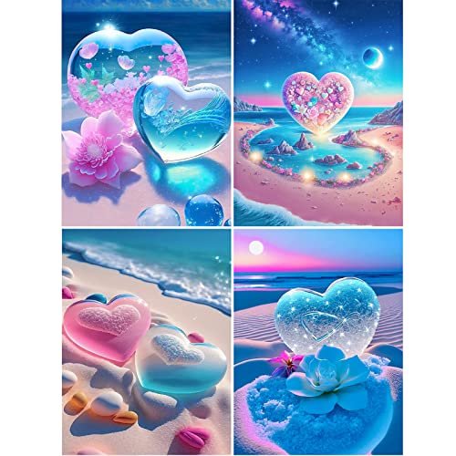 Diamond Painting, 4 Stück 5D Diamant Painting Bilder Herz Blumen Diamont Painting Erwachsene Full DIY Diamant Kunst Malerei Stickerei Set Strand Kristall Liebe für Home Wand Dekor Diamond Painting, 4 Stück 5D Diamant Painting Bilder Herz Blumen Diamont Painting Erwachsene Full DIY Diamant Kunst Malerei Stickerei Set Strand Kristall Liebe für Home Wand Dekor von HAIWILL