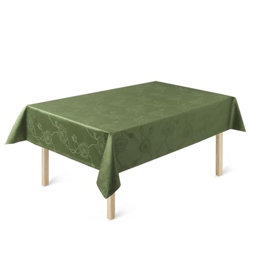 Kähler Design Hammershøi Poppy Damast-Tischdecke aus 100% Baumwolle, in der Farbe: Grün, Größe: 150x320 cm, 693714 von HAK Kähler