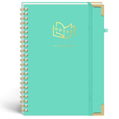 HAKACC A5 College Block Liniert, 80 Blatt/160 Seiten A5 Notizblock, PVC-Hardcover, 15 x 20,5 cm –Grün von HAKACC