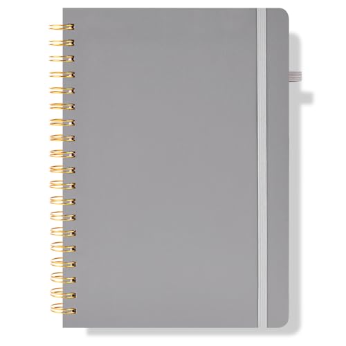 HAKACC Spiral Notizbuch, Hardcover Notizbuch mit Nummerierten Seiten B5 College Liniert Notizblock Tagebuch für Arbeit Schule Damen Herren Graues von HAKACC