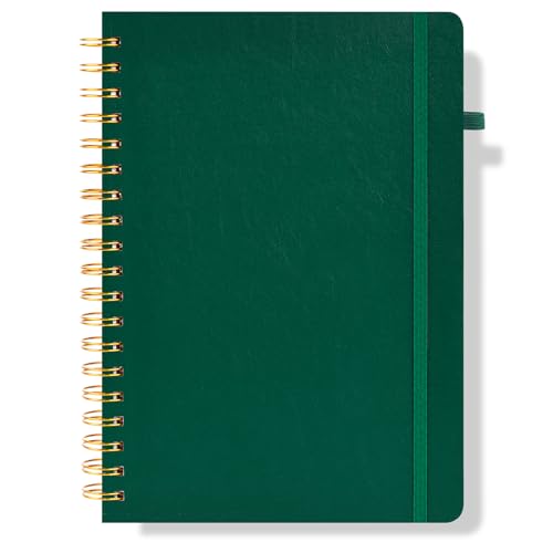 HAKACC Spiral Notizbuch, Hardcover Notizbuch mit Nummerierten Seiten B5 College Liniert Notizblock Tagebuch für Arbeit Schule Damen Herren Grünes von HAKACC