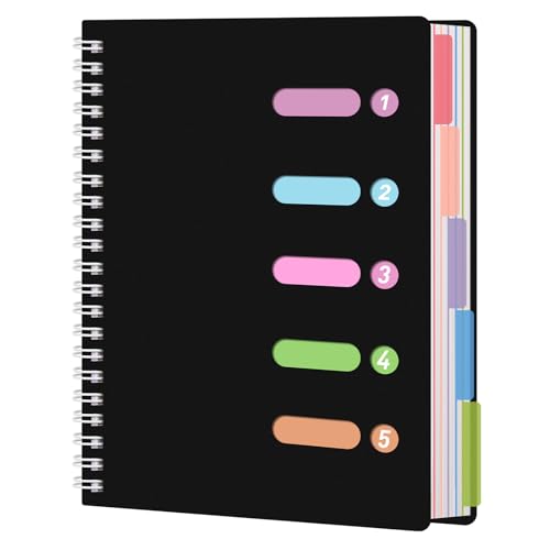 HAKACC Spirale Notizbuch, DIN A4 Hardcover Spiralblock 21 x 29.7 cm Notizblock mit Trennwand für Arbeit Schule Schreiben Schwarzes HAKACC Spirale Notizbuch, DIN A4 Hardcover Spiralblock 21 x 29.7 cm Notizblock mit Trennwand für Arbeit Schule Schreiben Schwarzes von HAKACC