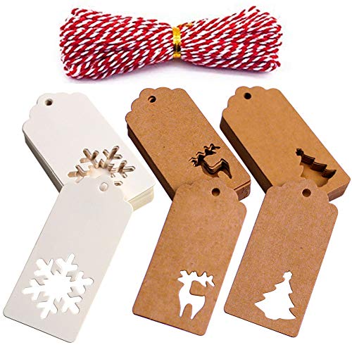 HAKACC Weihnachten Etiketten Anhänger, 150 Stück Geschenkanhänger Kraftpapier Tags Anhängeschilder mit Schnur für Dekorieren von Weihnachtsbaum, handgemachte Arbeit HAKACC Weihnachten Etiketten Anhänger, 150 Stück Geschenkanhänger Kraftpapier Tags Anhängeschilder mit Schnur für Dekorieren von Weihnachtsbaum, handgemachte Arbeit von HAKACC