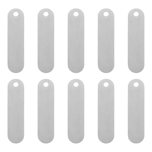 HAKIDZEL 10 Stück Edelstahl-Schlüsselanhänger-Rohlinge, flache Metallanhänger zum Gravieren und Stempeln, DIY-Schlüsselring-Zubehör zum Metallstempeln und zur Schmuckherstellung von HAKIDZEL