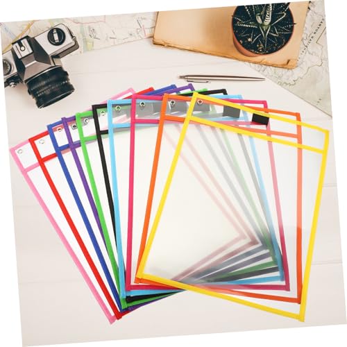 HAKIDZEL 10 Stück Teiliges Transparentes PVC Trockenlösch-dokumententaschen Wiederverwendbare Einsteckbare Folientaschen für Schüler Abwischbare und Robuste Aufbewahrung von Arbeitsblättern von HAKIDZEL
