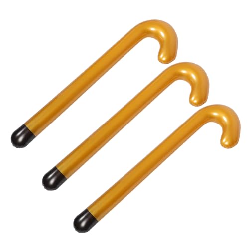HAKIDZEL 3 Stück Aufblasbarer Gehstock Aus Pvc Kostümstock Gehstock Für Kostümstock Requisite Aus Pvc Partygeschenk Cosplay Requisite Golden von HAKIDZEL