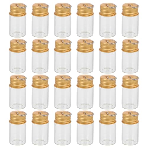 HAKIDZEL 30 Stück Mini-Glasflaschen: Mini-Wunschflasche aus transparentem Glas mit Deckel – 7 ml Driftglas-Schlüsselanhänger für selbstgemachte Wunschnotizen, kreative Dekorationen von HAKIDZEL