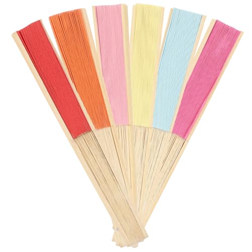 HAKIDZEL 6 Stück Teiliges DIY Faltbarer Papierfächer - Bunte Kinderhandfächer aus Papier und Holz Kreativer Fächer für Party Tanz Hochzeit Dekoration und Geschenkideen von HAKIDZEL
