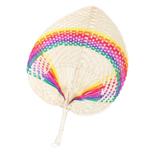 HAKIDZEL Handgefertigter Bambusfächer Leichter Handlicher Fächer Farbenfroher Regenbogen-fan Chinesischer Stil Dekorativer Handgewebter Bambusventilator Tragbarer Sommer-handventilator von HAKIDZEL