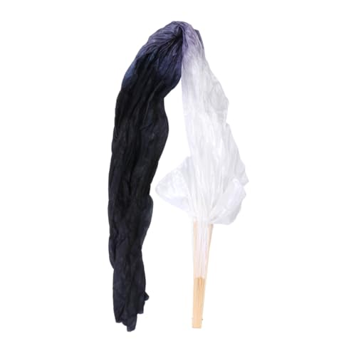 HAKIDZEL Langer Bauchtanz Fächer mit Seidenschleier Bambusgestell Farbverlauf Weiß--schwarz Leicht und Elegant Flexibler Tanzfächer für Damen und Erwachsene HAKIDZEL Langer Bauchtanz Fächer mit Seidenschleier Bambusgestell Farbverlauf Weiß--schwarz Leicht und Elegant Flexibler Tanzfächer für Damen und Erwachsene von HAKIDZEL