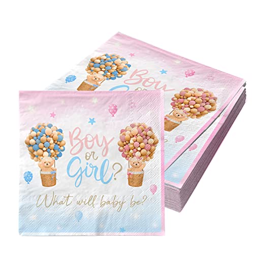 Servietten zum Offenbaren, 40 Stück, Bär, für Jungen oder Mädchen, rosa und blau, Dekoration für Babyparty, Party, Abendessen von HAKOTI