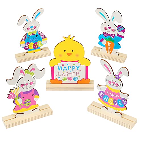 HAKOTOM 5tlg Ostern Deko Aufsteller Dekofiguren Holz Osterhase Figuren Osterdeko Desktop Osterhasen Holzfiguren zum Hinstellen Osterküken Hasen Figur für Frühling Osterdekoration HAKOTOM 5tlg Ostern Deko Aufsteller Dekofiguren Holz Osterhase Figuren Osterdeko Desktop Osterhasen Holzfiguren zum Hinstellen Osterküken Hasen Figur für Frühling Osterdekoration von HAKOTOM