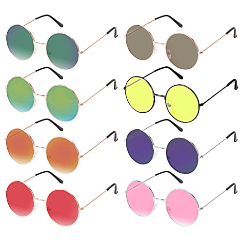 HAKOTOM 8er Hippie Brille Retro Sonnenbrille 60er Jahre Gläser John Lennon Rundbrille Vintage Partybrille Farbige Kostümbrille Kostümzubehör für Karneval Mottopartys Maskerade Herren Damen HAKOTOM 8er Hippie Brille Retro Sonnenbrille 60er Jahre Gläser John Lennon Rundbrille Vintage Partybrille Farbige Kostümbrille Kostümzubehör für Karneval Mottopartys Maskerade Herren Damen von HAKOTOM