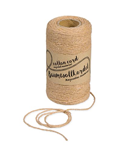 Halbach Seidenbänder recycelte Baumwollgarn | Breite 1 mm Länge 220 Meter | Nachhaltiges Baumwollgarn für Makramee oder DIY Handwerk | Farbe: graubeige von Halbach