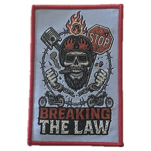 Breaking the Law Aufnäher/Patch | Aufbügler Heavy Metal Flicken Rocker Bügelbild Hardrock Bügelflicken Biker Motorrad Chopper Outlaws Flicken (BTL 1 (7x10cm)) von HALBGOTT SCHMIEDE