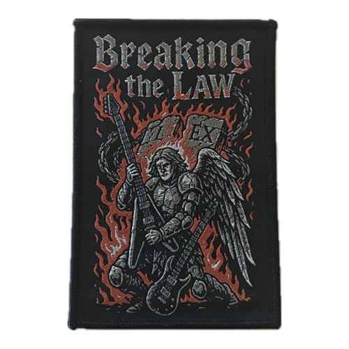 Breaking the Law Aufnäher/Patch | Aufbügler Heavy Metal Flicken Rocker Bügelbild Hardrock Bügelflicken Biker Motorrad Chopper Outlaws Flicken (BTL 2 (7x10 cm)) von HALBGOTT SCHMIEDE