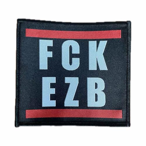 FCK EZB Aufnäher/Patch zum aufnähen oder aufbügeln | Gegen die Europäische Zentralbank Aufbügler, Fuck EZB Bügelflicken, Gegen Banken Bügelbilder, lustige Politik Satire, 10 x 10 cm (FCK EZB) von HALBGOTT SCHMIEDE