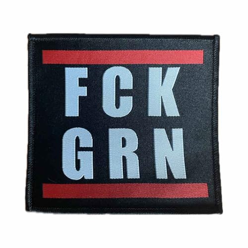 FCK GRN Aufnäher/Patch zum aufnähen oder aufbügeln | Fuck Grüne Aufbügler, Grüne - Nein Danke Bügelflicken, Gegen Die Grünen Bügelbilder, lustige Politik Satire, 10 x 10 cm (FCK GRN (rot)) von HALBGOTT SCHMIEDE