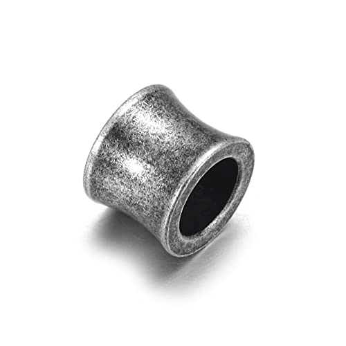 HALLEBEADS 10 Stück europäische Säulen-Perlen, Edelstahl, lose Abstandshalter-Perlen für DIY-Armbänder, Halsketten, Schmuckherstellung (Loch ca. 6,5 mm, grau) von HALLEBEADS