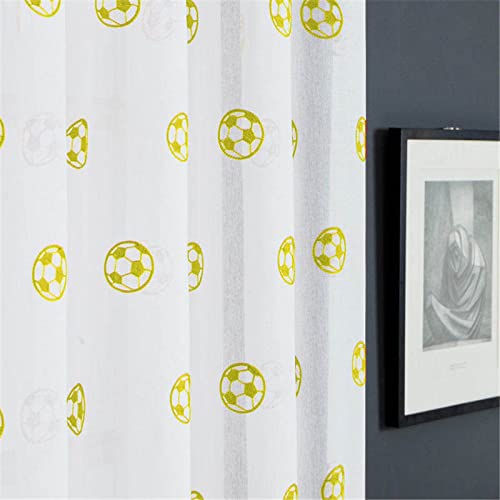 HALOGAMP Verdunklungsvorhänge mit Ösen, transparent, bestickt, aus Tüll, für Kinder, für Wohnzimmer, Schlafzimmer, weißes Voil, Fußballgelb, L 250 x H 250 cm HALOGAMP Verdunklungsvorhänge mit Ösen, transparent, bestickt, aus Tüll, für Kinder, für Wohnzimmer, Schlafzimmer, weißes Voil, Fußballgelb, L 250 x H 250 cm von HALOGAMP