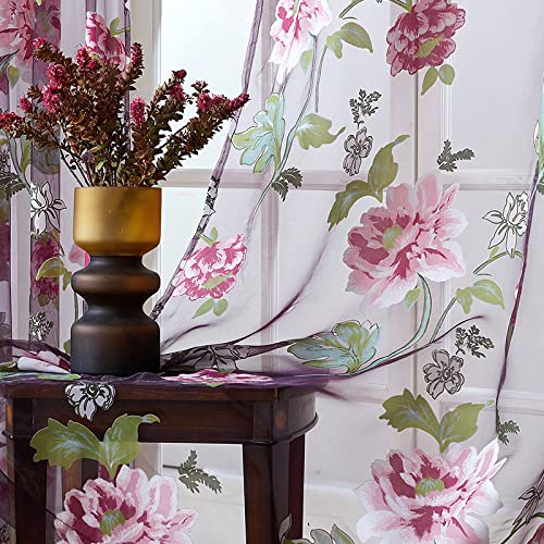 Vorhang Schlafzimmer Rosa Blume Tüll Gardinen Für Wohnzimmer Schlafzimmer Elegante Fenster Voile Pfingstrose Voile Lila Blumen,Violett,L100*H130Cm Vorhang Schlafzimmer Rosa Blume Tüll Gardinen Für Wohnzimmer Schlafzimmer Elegante Fenster Voile Pfingstrose Voile Lila Blumen,Violett,L100*H130Cm von HALOGAMP