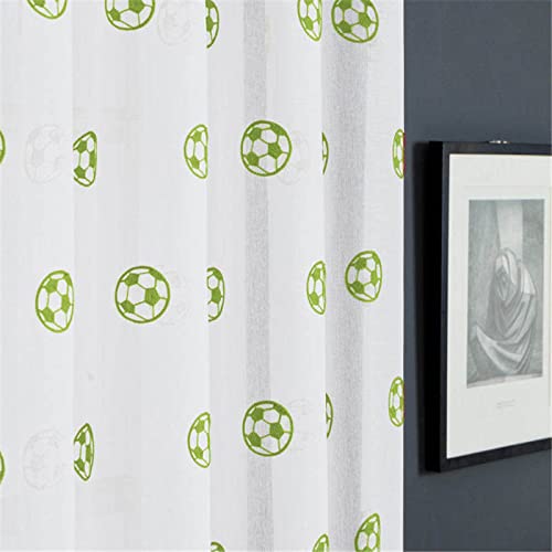 Vorhangschals Tüll Bestickte Gardinen Für Kinder, Für Wohnzimmer, Schlafzimmer, Weißer Voile,Grüner Fußball,L100*H130Cm Vorhangschals Tüll Bestickte Gardinen Für Kinder, Für Wohnzimmer, Schlafzimmer, Weißer Voile,Grüner Fußball,L100*H130Cm von HALOGAMP