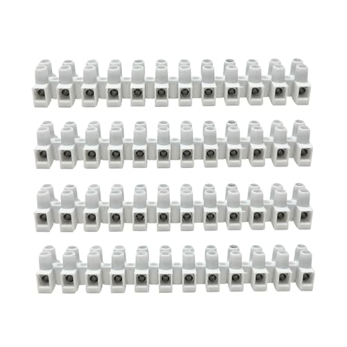 HALOTEC 4er-Pack Steckdosenleisten, 10 mm, weiß, elektrische Klemmen, Verbindungsleiste für Kabel, elektrische Anschlussleisten, Isolierkörper aus Polypropylen, 24 A von HALOTEC
